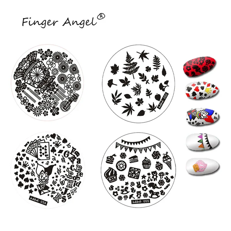 Finger Angel 1 шт. пластины для штамповки ногтей штамп изображения плацет круглый Японский мультфильм дизайн маникюр шаблон Рождественский стиль