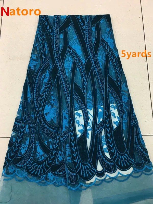 

2018 Embroidered Nigerian velvet lace High Quality French Tulle Lace Fabric with velvet lace for dress jiaj202