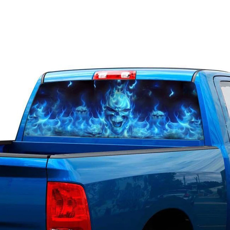 Графическая Наклейка s Наклейка пламенный череп автомобиль грузовик пламенный череп на заднее стекло графическая наклейка обертка