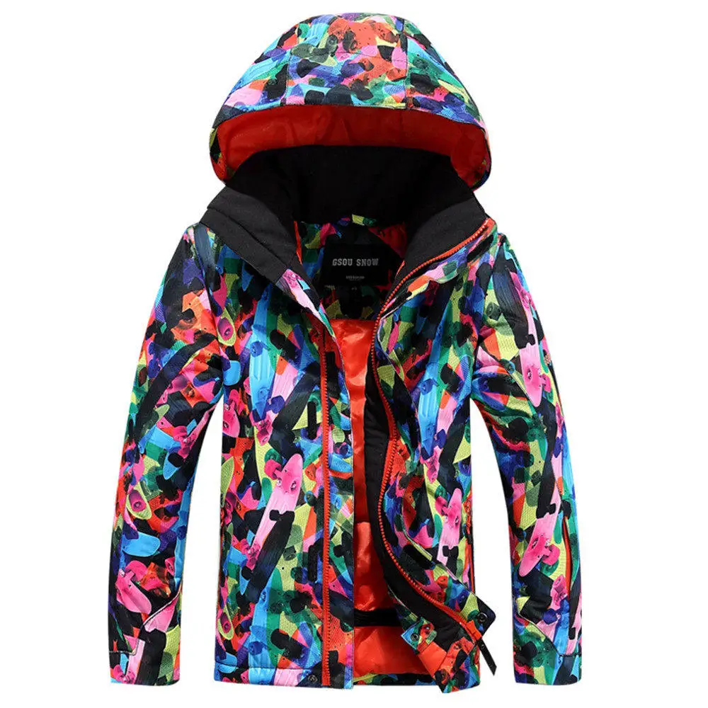 Gsou зимняя Лыжная куртка для мальчиков, водонепроницаемая Теплая Лыжная куртка для сноуборда, уличная лыжная одежда, ветрозащитная - Цвет: Зеленый