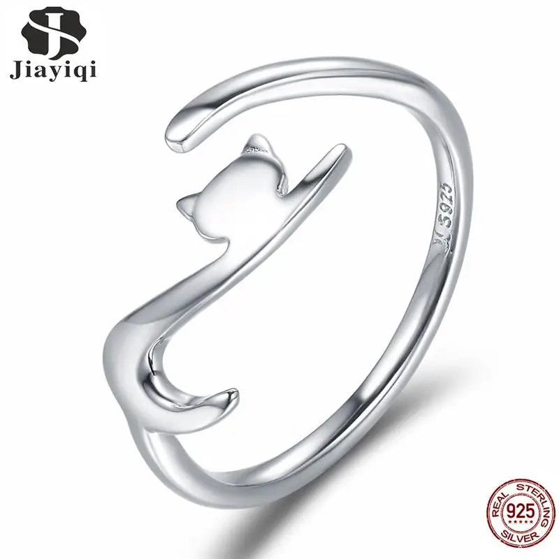 Jiayiqi милый кот 925 пробы Серебряное кольцо для женщин ювелирные украшения модные