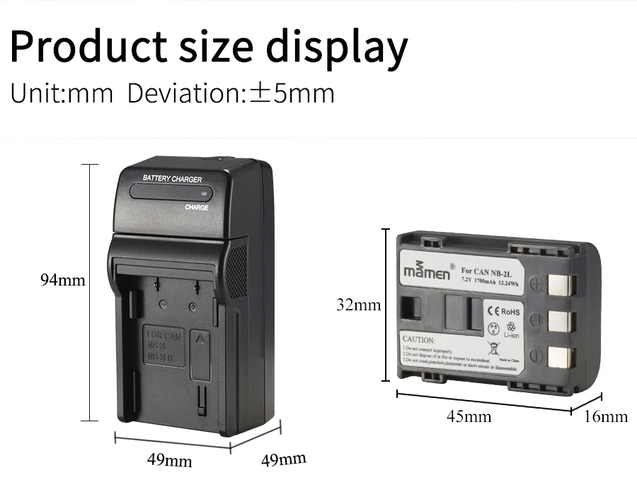 Mamen NB-2L NB 2L NB2L NB-2LH BP-2L5 1700 мА/ч, цифровой батарейный блок+ один Зарядное устройство для CANON 350D 400D G7 G9 S30 S40 z1 Камера