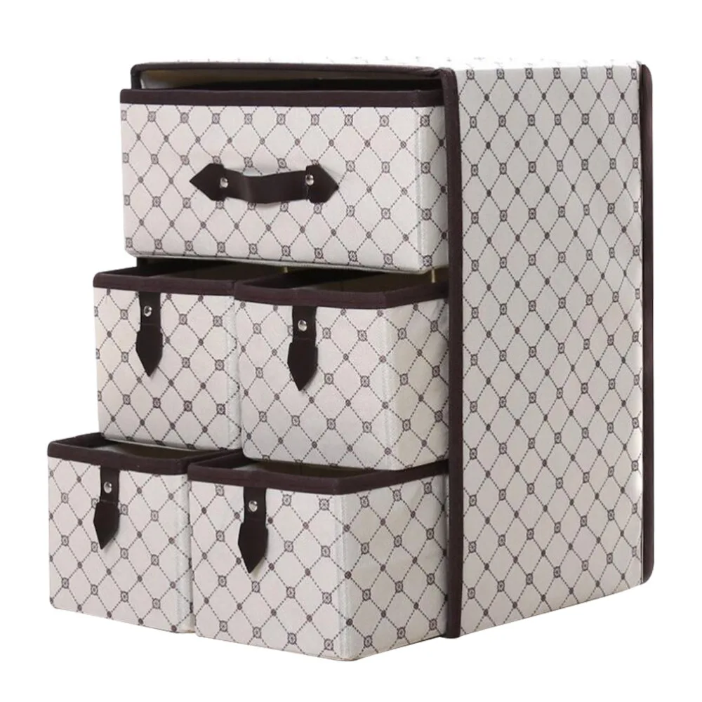 Non woven Three Layer Five Drawer Classified Storage Box Container