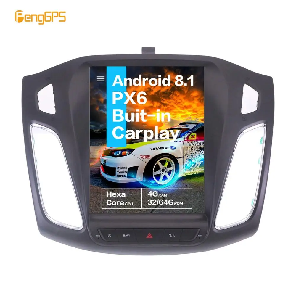 

10.4''Vertical screen Tesla Android 8.1 4GB RAM voice control Built-in CARPLAY Car Radio For Ford Focus 2013 - 2017 GPS Nav