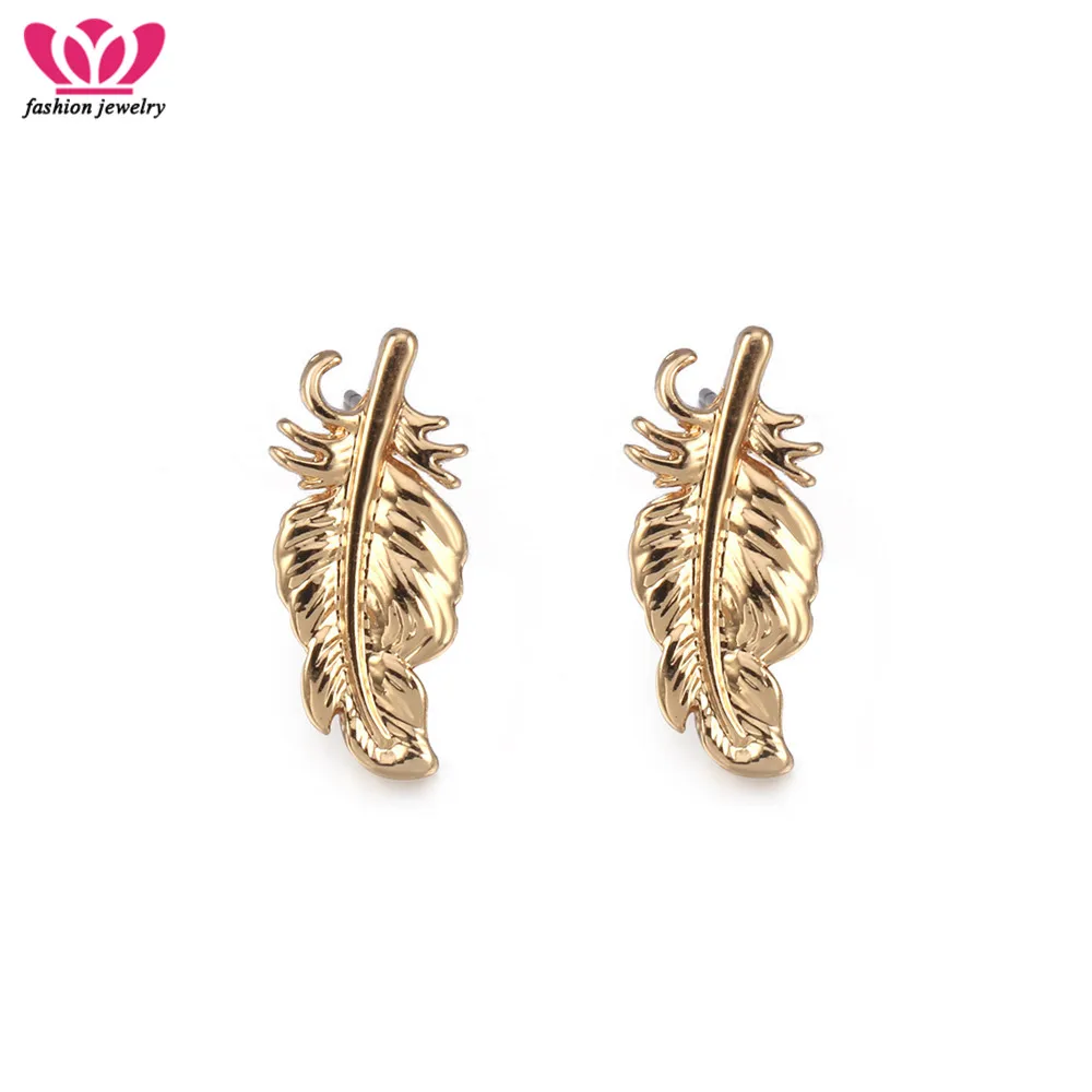 

Popular Charming Feather Stud Earringm Cute Samll Silver Stud Earring For Women Statement Fashion Jewelry Valentine's Day Gifts