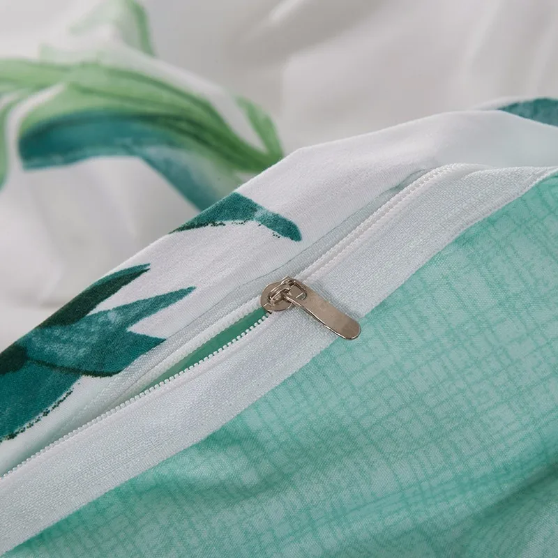 Jeefttby, домашний текстиль, постельное белье для девочек, для детей, для подростков, набор постельного белья, зеленый лист, пододеяльник, наволочка, плоская простыня