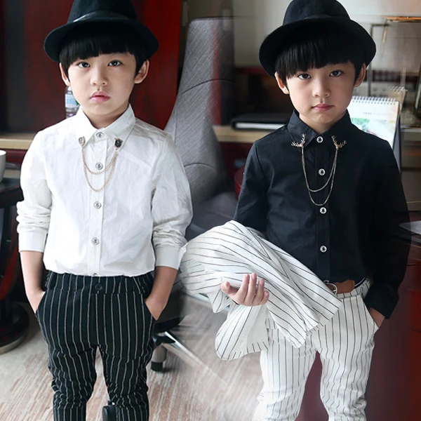 boys black long sleeve dress shirt