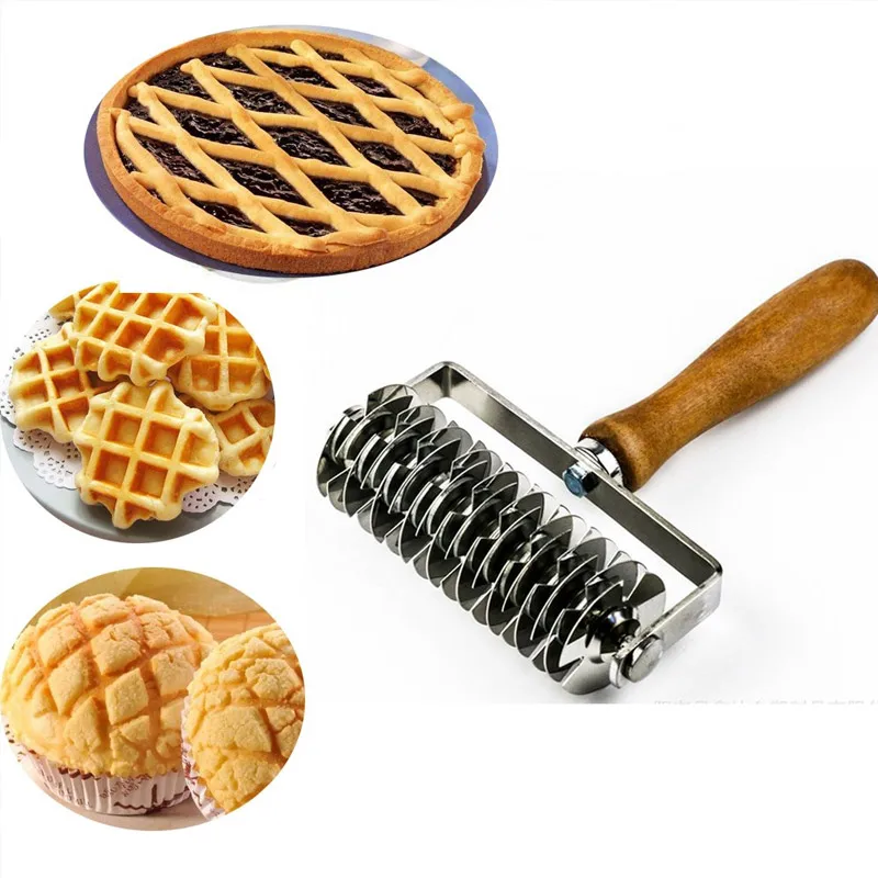 

Stainless steel Embossing Dough Roller Dough Cookie Pie Pizza Pastry Lattice Roller Cutter Baking Tool