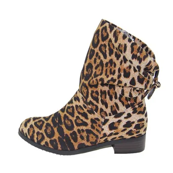 

2020 Women's Spring Boots Fashion Leopard Pattern Round Toe Ankle Boot Female 2020 New Autumn Shoes Woman TL-A0171