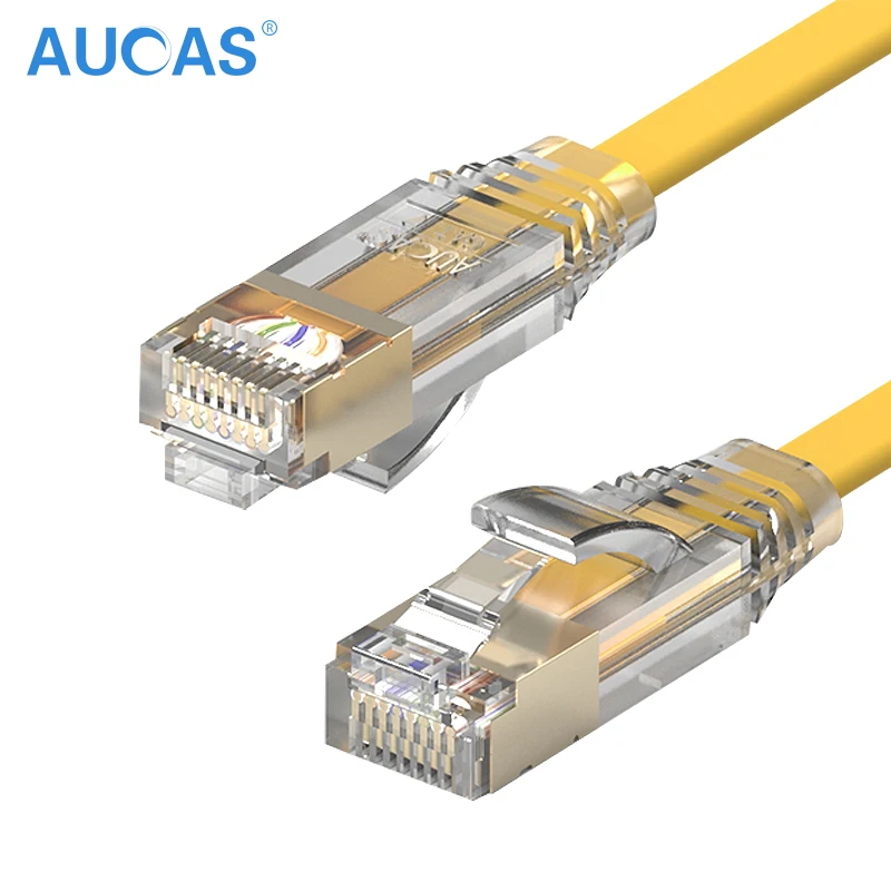 

Aucas Ethernet Cable RJ45 Cat7 RJ45 Lan Cable Shield Network Flat Cable Cat7 Patch Cord for For Wireless Router PC Laptop CAT7