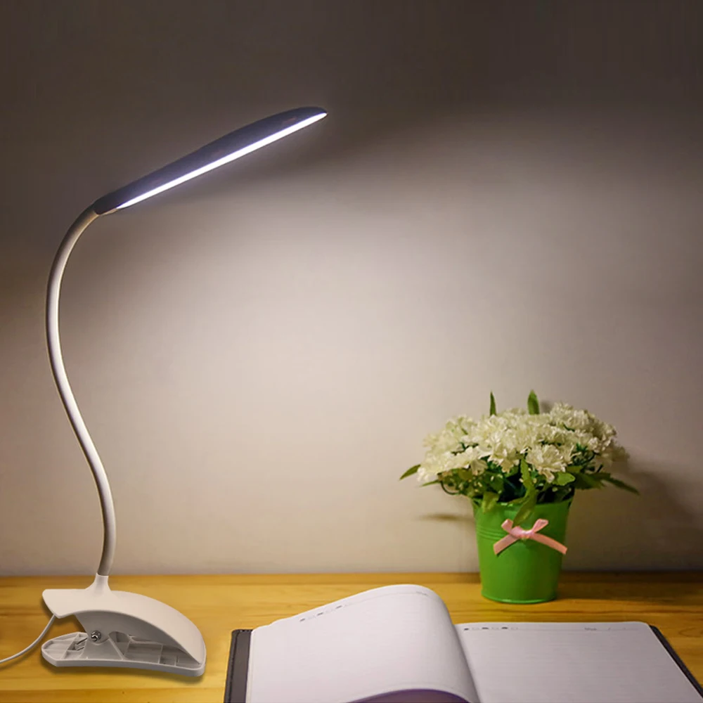 USB СВЕТОДИОДНЫЙ светильник для чтения с зажимом для защиты глаз, книжный светильник, Студенческая лампа для учебы, 3 Вт, гибкие настольные лампы, ночной Светильник для книг