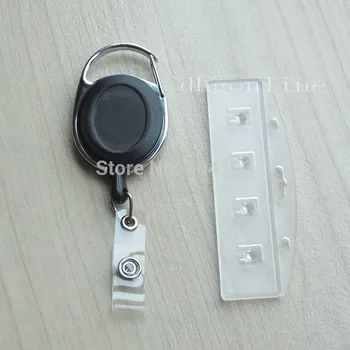 

5 pcs Half Card Holder + Premier Carabiner Retractable Badge Reel Server Waiter POS Swipe