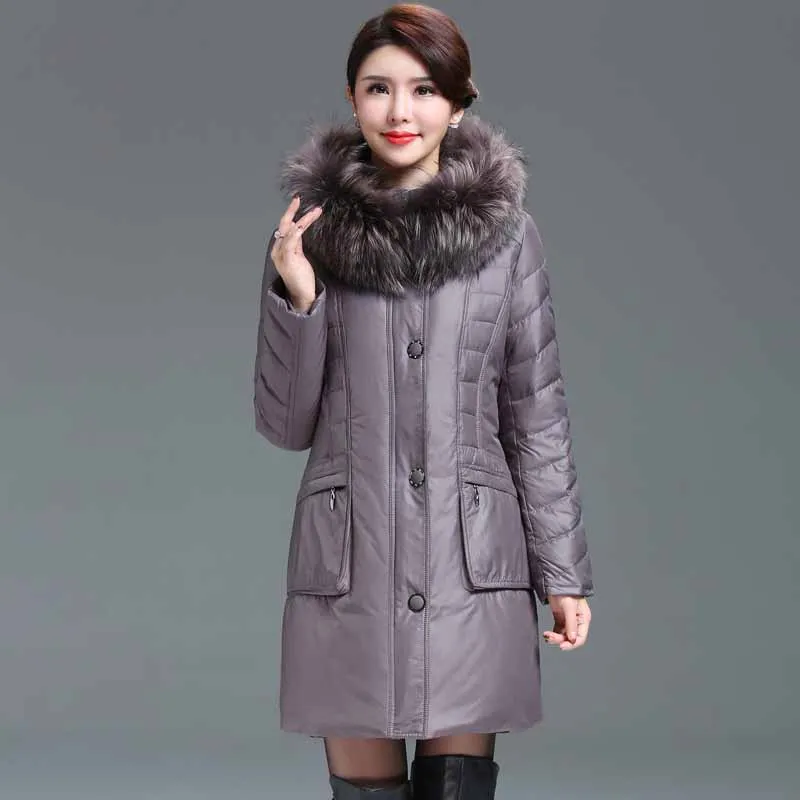 Womens down coats Long down parkas winter jacket woman 2017 Raccoon fur Hooded Oversized 6XL Duck down coat manteau femme hiver