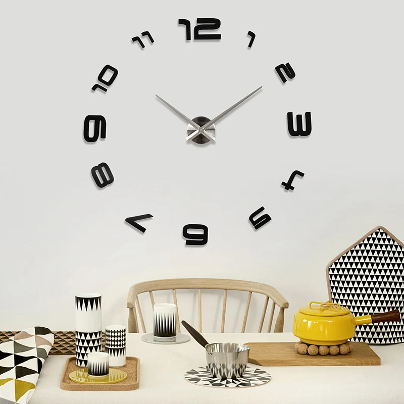 2016 new quartz 3d diy wall clocks home decorations acrylic mirror