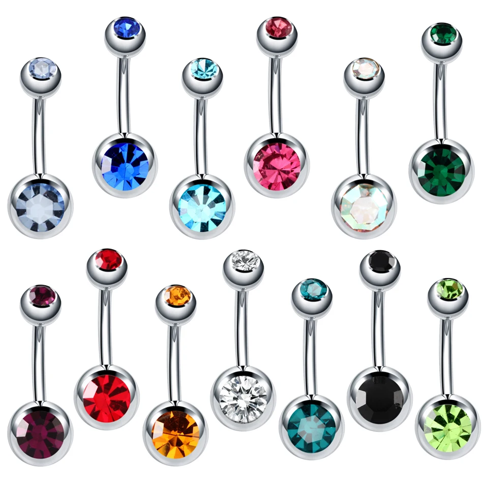 

1PC Steel Piercings Ombligo 14G Navel Piercings Nombril Gem Belly Piercings Belly Button Piercing Dangle Earrings Body Jewelry
