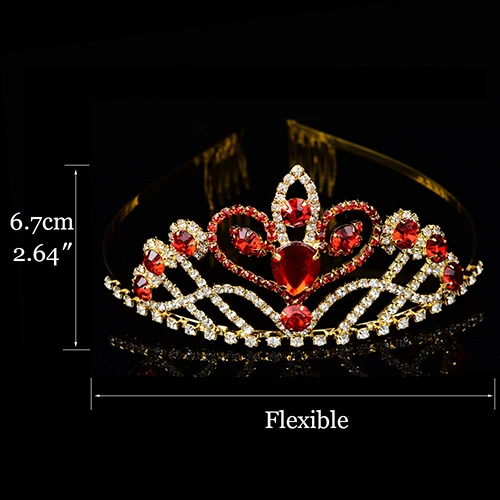 Корона королевы принцессы для женщин Девушка День рождения Зеленый Красный Кристалл Золотой головной убор большой тиара свадебные аксессуары для волос - Окраска металла: 2