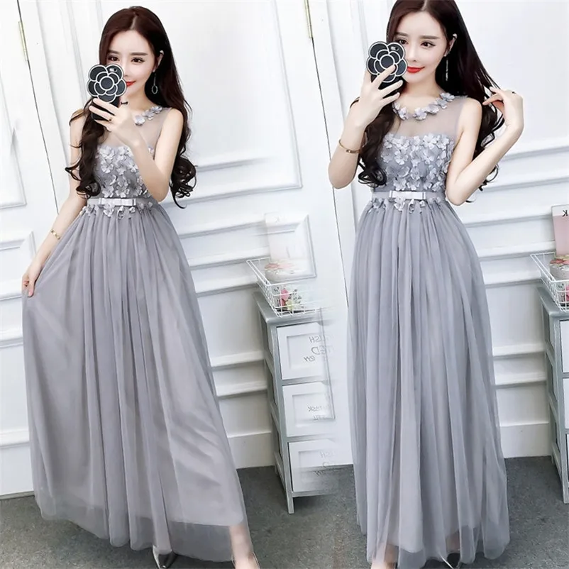 

Chinese style famous lady sexy lace long dress flowers beautiful slim backless strap dress Autumn full dresses for party dinner