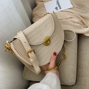 

Stone Pattern PU Leather Crossbody Bags For Women 2019 Shoulder Messenger Bag Lady Travel Semicircle Handbags and Purses