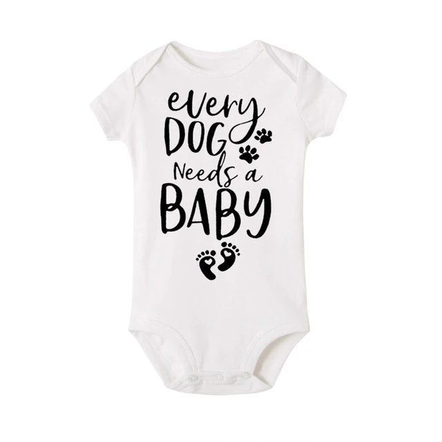 

Summer Baby Clothes Every Dog Needs a Baby Letters Print Romper Baby Boy Girl White Cotton Short Sleeve Infant Clothes 0-24M