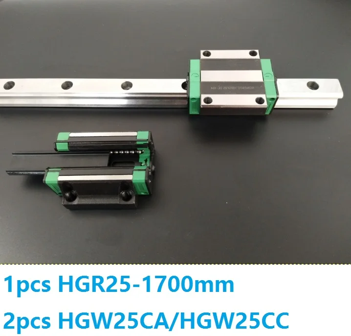 1 шт. линейная направляющая HGR25 1700 мм + 2 HGW25CC/HGW25CA линейные блоки каретки для
