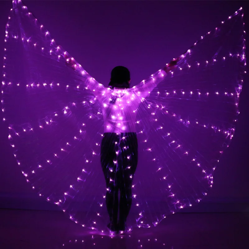 Женский светодиодный светильник Isis, крылья, костюмы для танца живота, 360, Египетский сценический, Новое поступление, DJ светодиодный, крылья с палочками - Цвет: Purple
