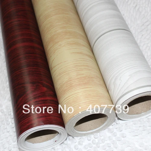 

0.45(w)*10(length)m/roll wood grain self adhesive vinyl rolls wall paper modern 3 colors(white/yellow/dark red) free shipping