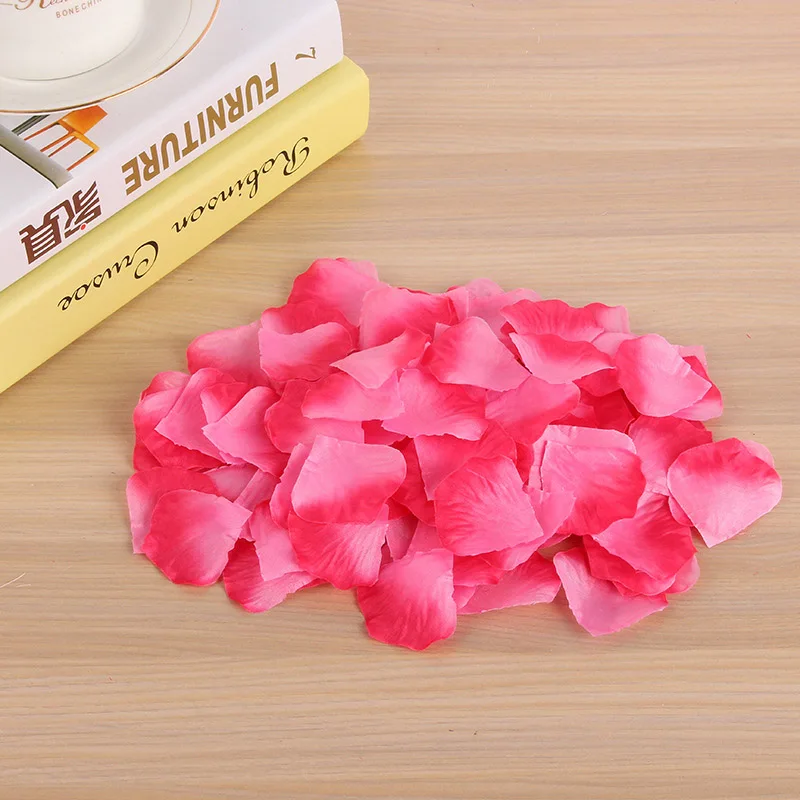 500 шт шелковые лепестки роз Свадебные украшения поддельные цветы конфетти в форме лепестков помолвки юбилей вечерние аксессуары для домашнего декора - Цвет: Pink Red