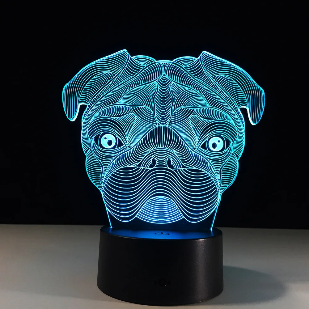 Shar Pei Dog 7 Color Lamp 3d Visual Led Night Lights For Kids Touch Usb Table Lampara Lampe Baby Sleeping Nightlight | Освещение