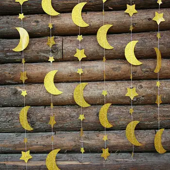 

glitter gold Moon and Stars Nursery Decoration Kids Birthday Background Baby Shower Favor banners buntings party decorations