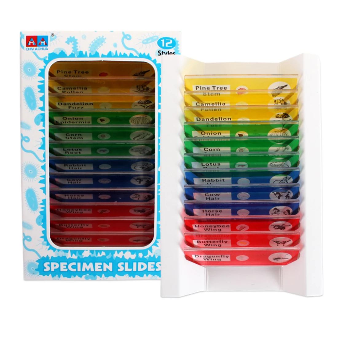 

New 12Pcs DIY Science Microscope Specimen Slides Educational Toys for Children Learning Biology Scientific Experiments Test Kit