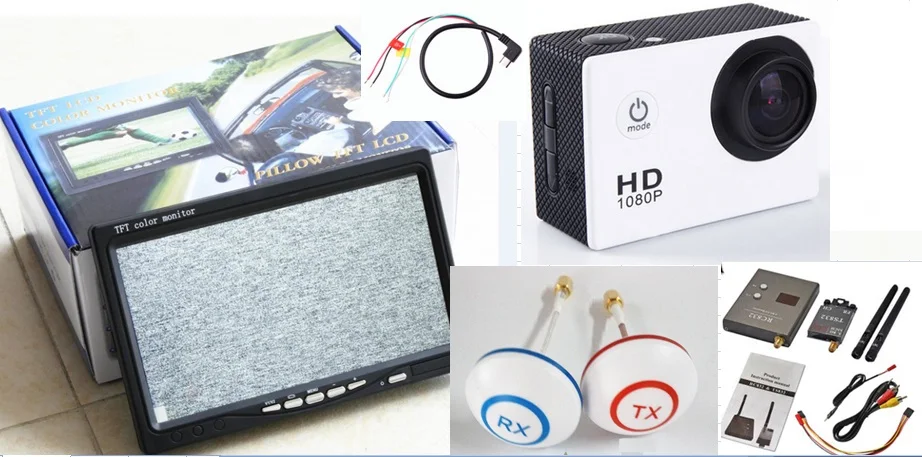 

Best FPV Combo System Original 600mw transmitter No blue monitor SJ4000 1080P Camera as Gopro hero for Phantom QAV250 F450
