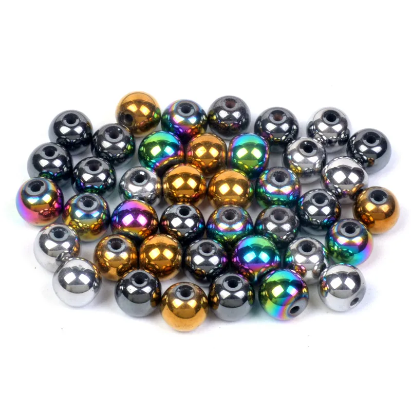 

Mixed Round Hematite Beads 4/6/8/10mm Natural Stone Plating Color Loose Beads Ball Jewelry Bracelets Making DIY Accessories