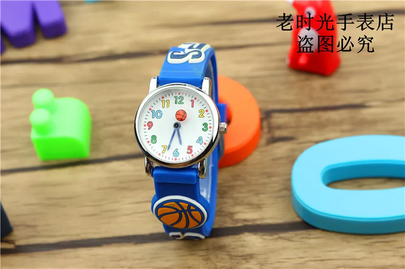 Модные детей 3 drugby и Баскетбол Циферблат силиконовый ремешок часы детские спортивные желе продвижение часы для мальчиков мультфильм