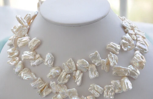 

Hot sell ->@@ AS33139 33" 20mm white baroque biwa freshwater pearl necklace -Top quality free shipping