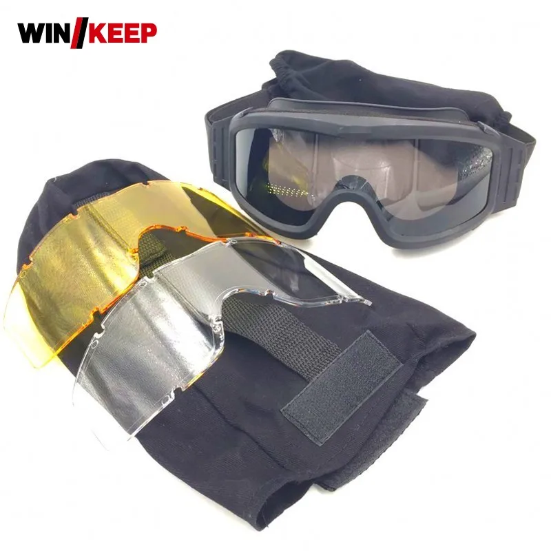 

2019 Military Tactical Glasses Shooting Eye Protection Spectacles 3 Lens Motocross Biker Skiing Skating Eyewear Tactical Goggles