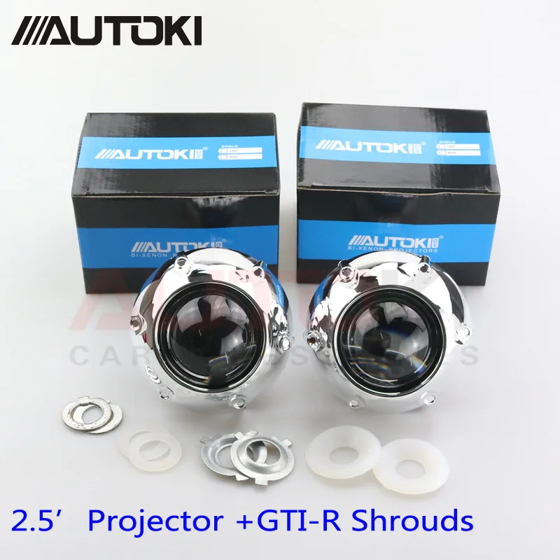 

Autoki 2017 Update Car Styling Automobiles Mini 2.5 inch HID Bi xenon Headlight Projector Lens +GTI Mask Use H1 Bulbs Lamp