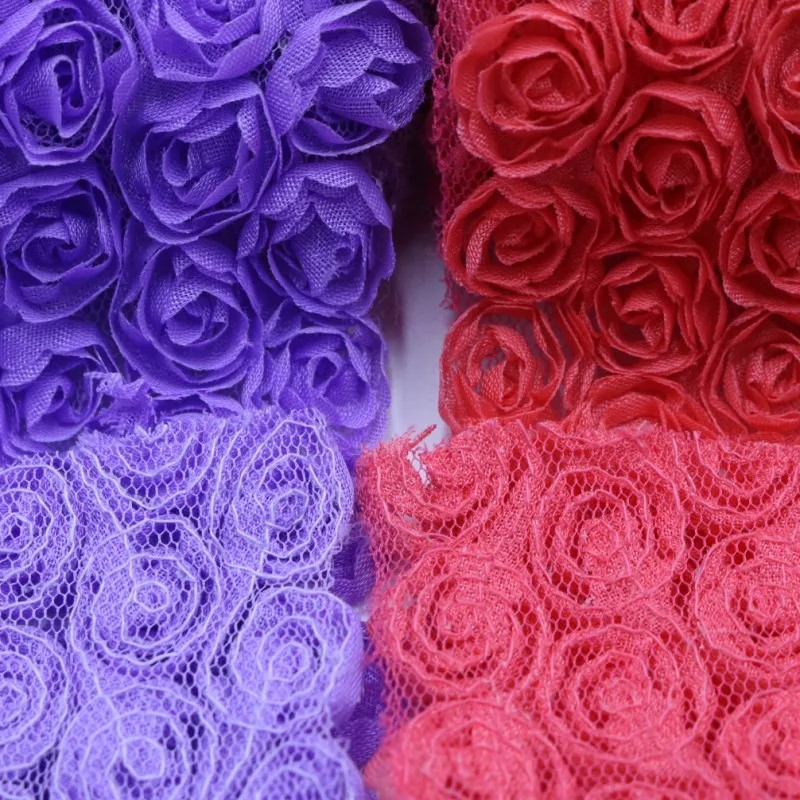 1Y/Лот, 13 цветов, цветок розы, 3D, 8 см, шифон, кружевная отделка, лента, ткань для аппликации, шитье, свадебное украшение для головного убора, аксессуары