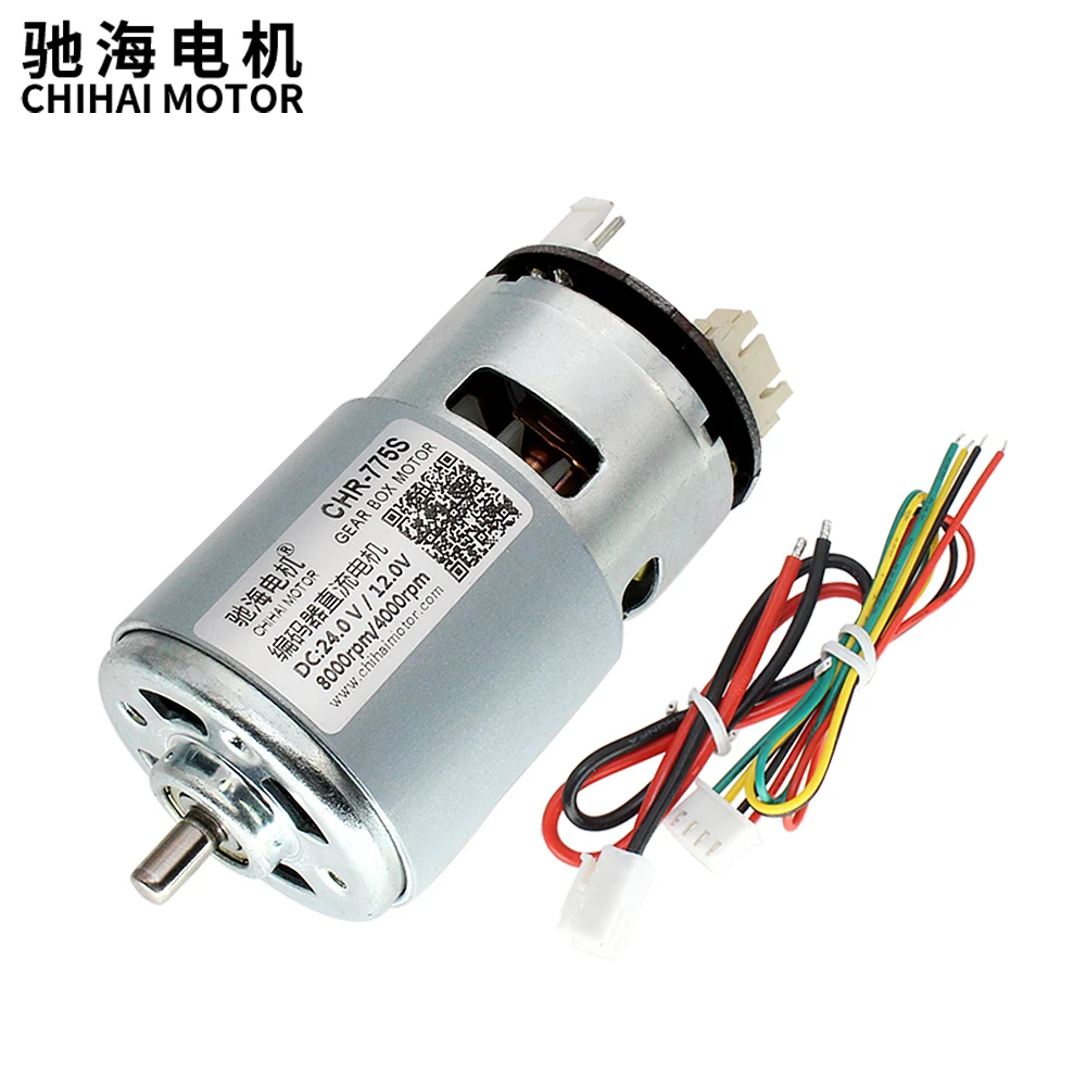 

Chihai Motor CHR-775S-ABHL DC Magnetic Holzer Encoder Motor 24.0V8000RPM 12.0V4000RPM Robot Driving Motor