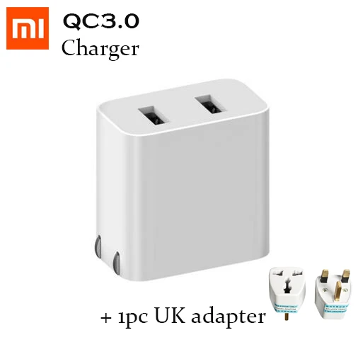 Оригинальное портативное зарядное устройство Xiaomi Dual USB US plug Mini Quick Charge QC3.0 9V = 2A/12V = 1.5A/5V = 2.4A Max 18-20W Dual USB port - Тип штекера: Add UK adapter