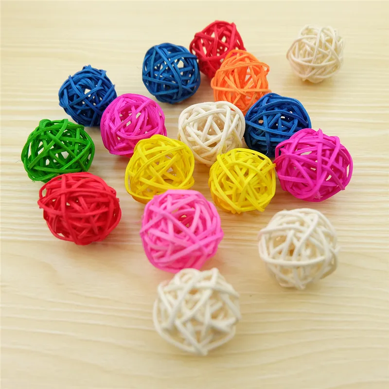 10pcs/lot 3cm Multicolor Decoration Rattan Ball Wedding Ornament Birthday Christmas Decor Party Home Table Decoration Kids Toys