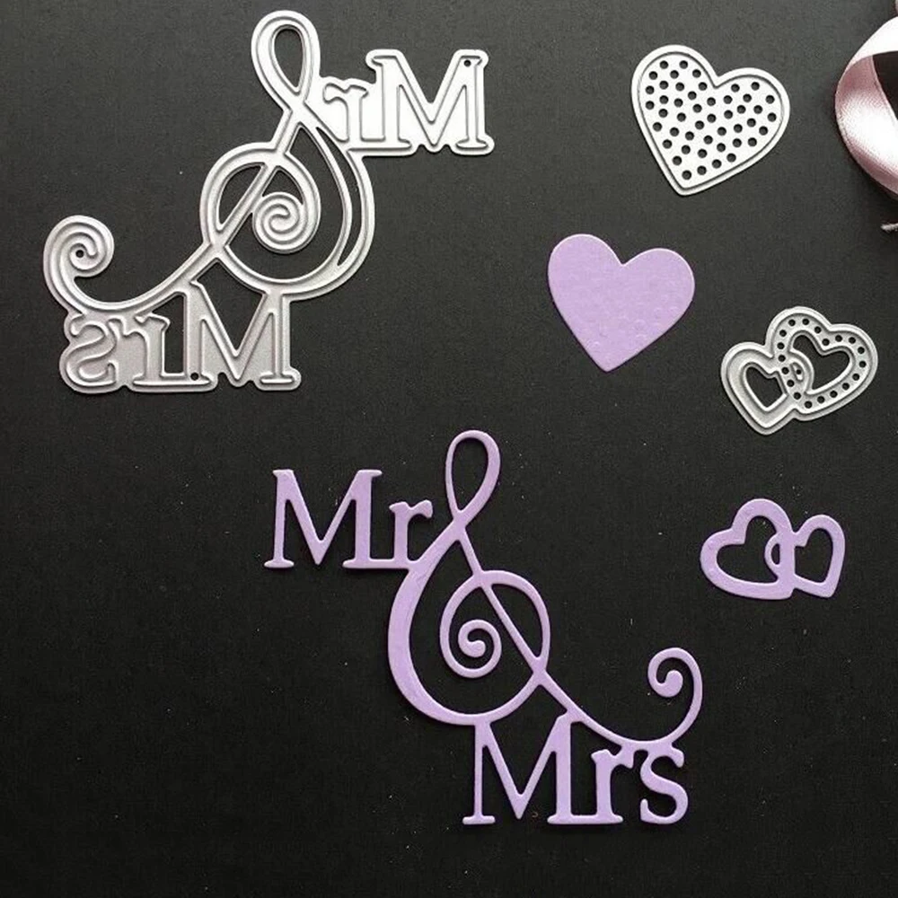 56x53 мм Mr &amp Mrs Heart металлические резные штампы DIY трафареты для скрапбукинга