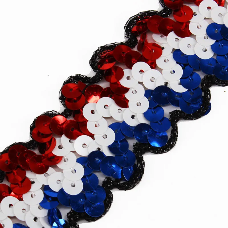 5Y Multicolors Sequins Trim Braided Trims Lace Ribbon Sequin Applique