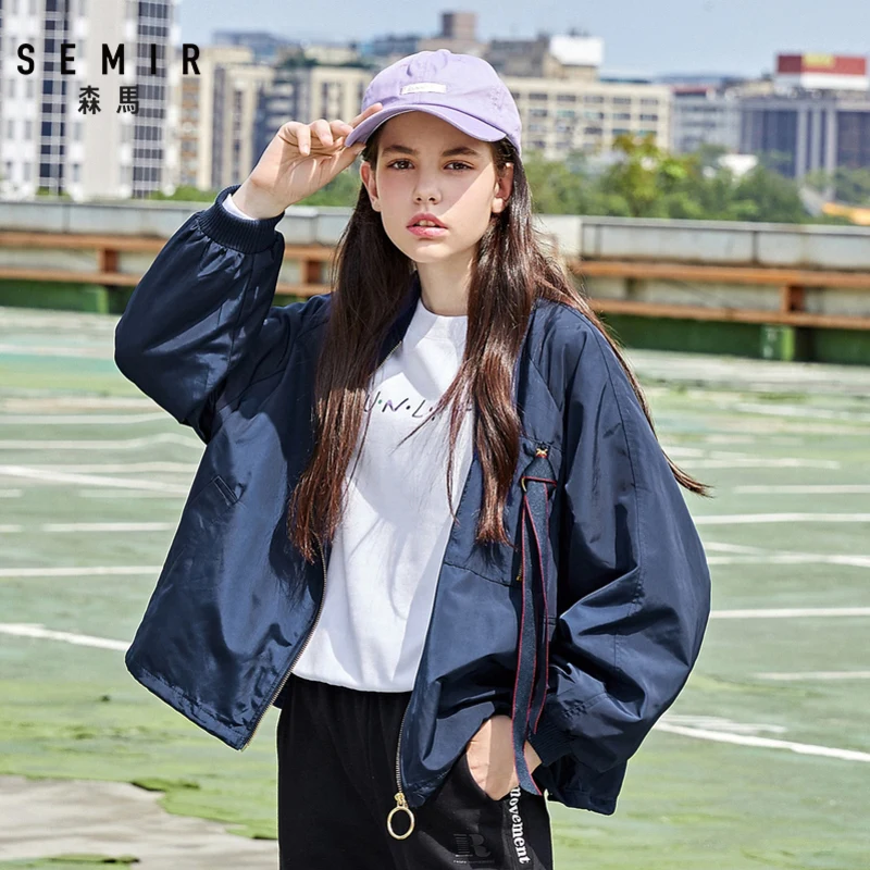 Very best SEMIR Jacket women letter printing 2019 popular ribbon BF wind bomber jacket Korean trend girl earl