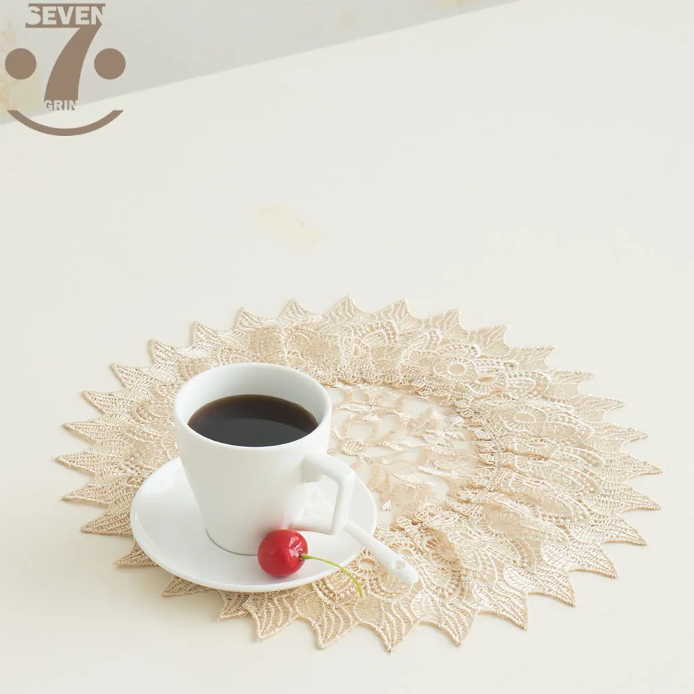 Free Shipping Family Pack 1Lot/3Pcs Postral Style Glod Color Organza Embroidered Placemats | Дом и сад