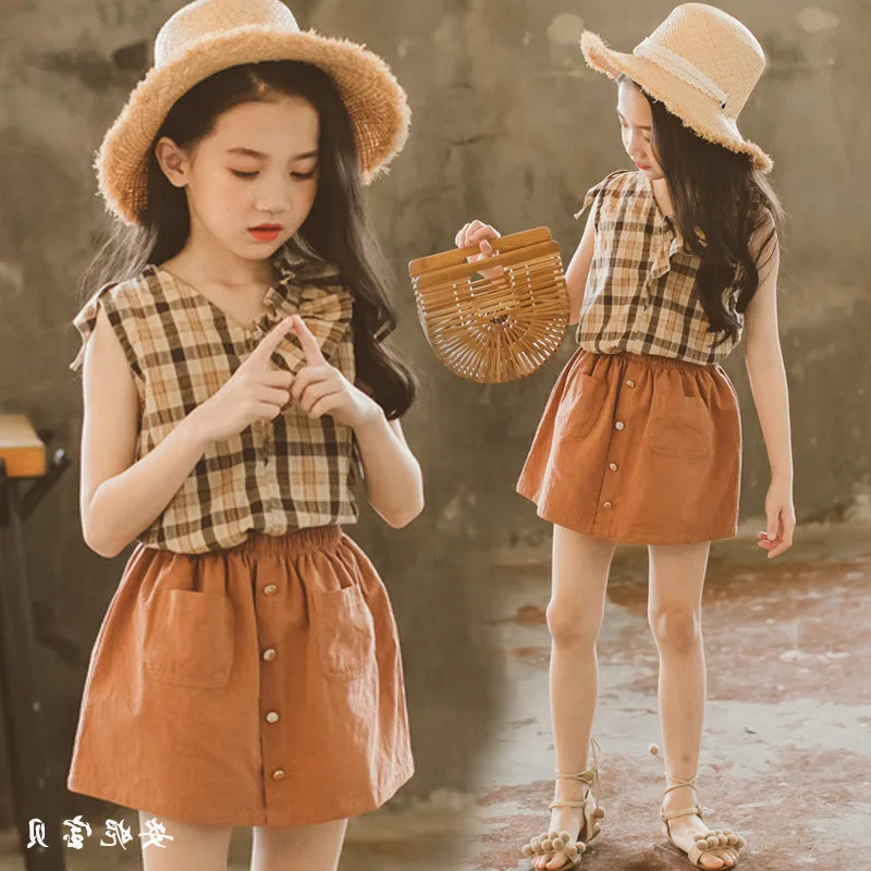 

Fashion kids clothes girls summer clothing set for children 2pieces tracksuit 2Y to 8Y baby girl outfits set Tops +Shorts sets
