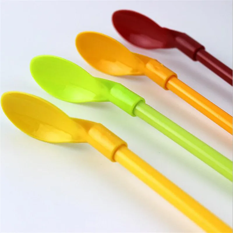 10 pcs Disposable Spoon Type Drinking / Beverage Straws Plastic/Jelly