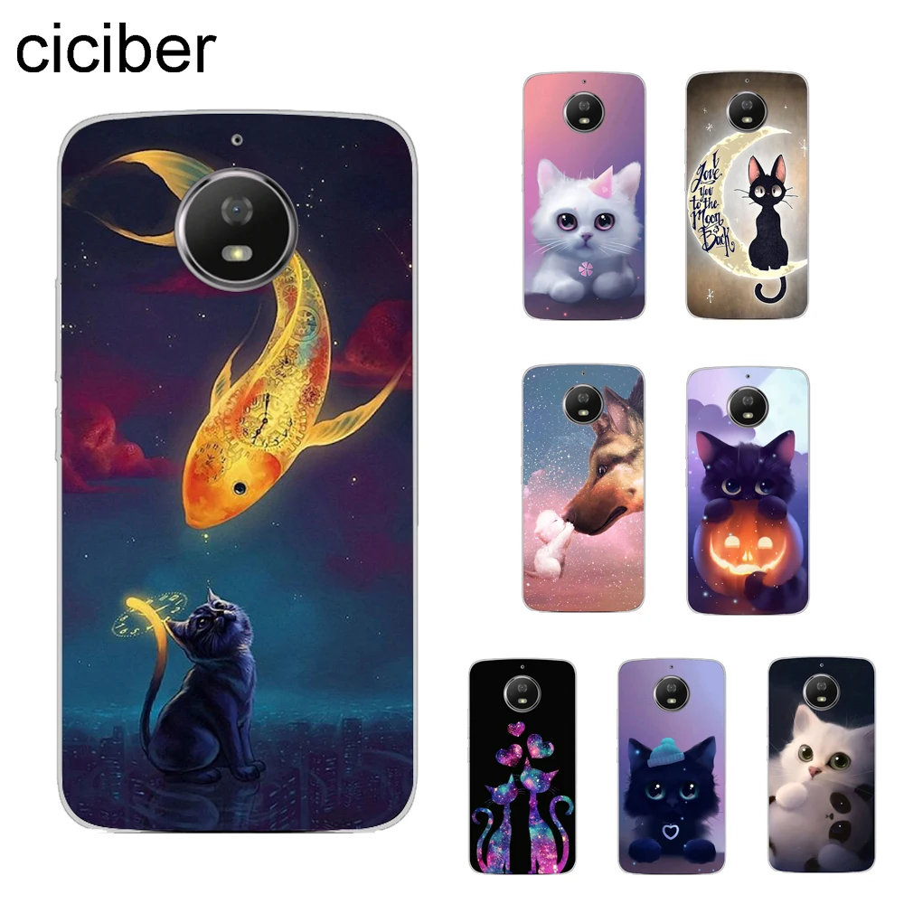 

ciciber Cute Animal Cat Cover For Motorola Moto C Z2 Z3 ONE G4 G5 G5S G6 E4 E5 Play Plus Power X4 Phone Case Soft TPU Coque Capa