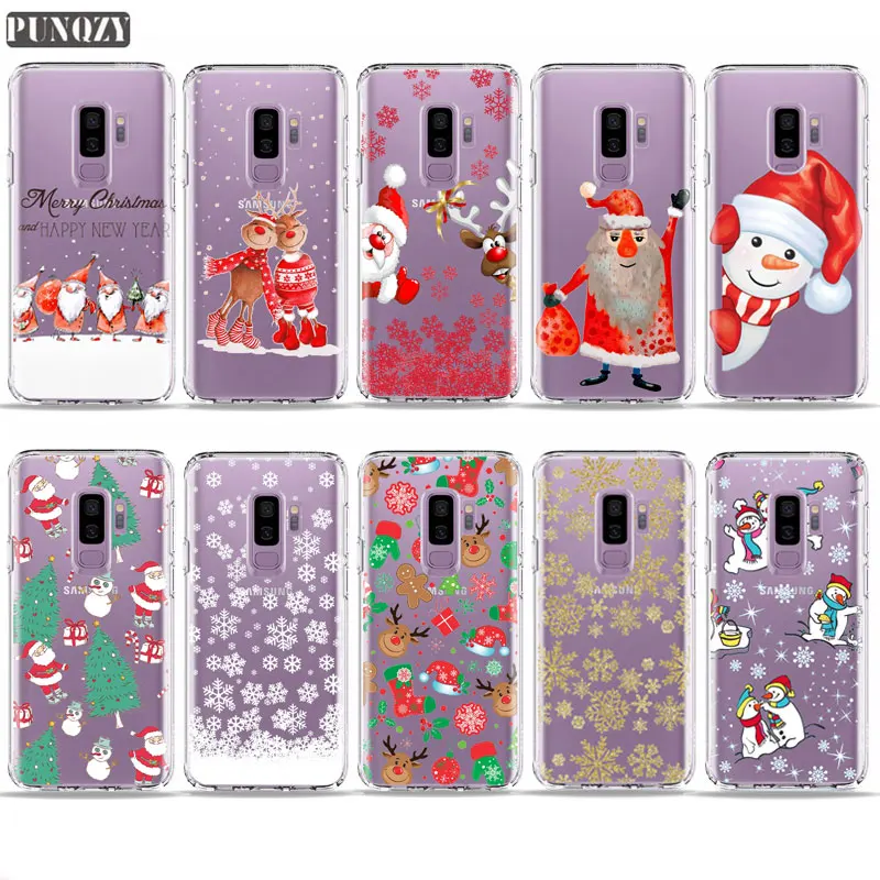 

2019 new year Christmas Santa Claus Elk lovers snowman Phone Case For Samsung S10 S9 S8 PLUS A30 A50 A70 S10E A5 2017 Soft TPU