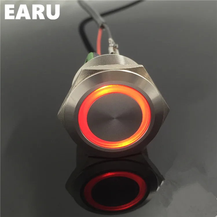 

28mm Metal Stainless Steel Waterproof Latching Doorebll Bell Horn LED Push Button Switch Car Auto Engine Start PC Power Locking