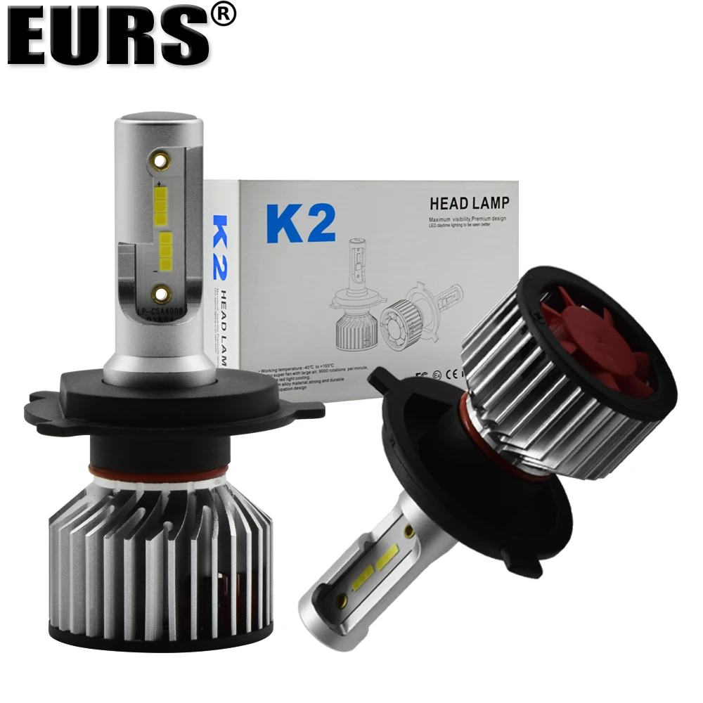 

EURS New style Auto Parts Car accessories CSP led kits H1 H11 H7 H4 LED Car headlight K2 8000LM 6500K 9005 Car headlamp fog bulb